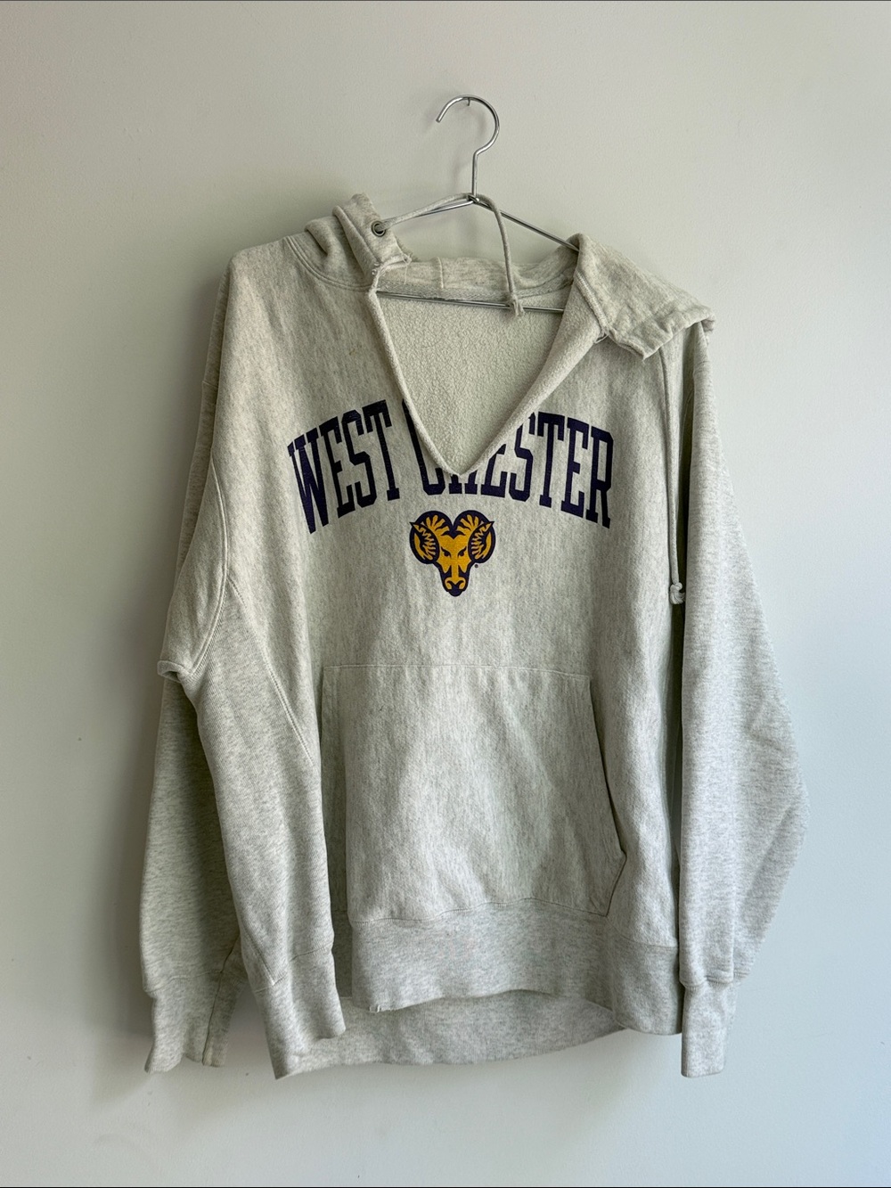 Vintage West Chester Grey Hoodie with Ram Logo